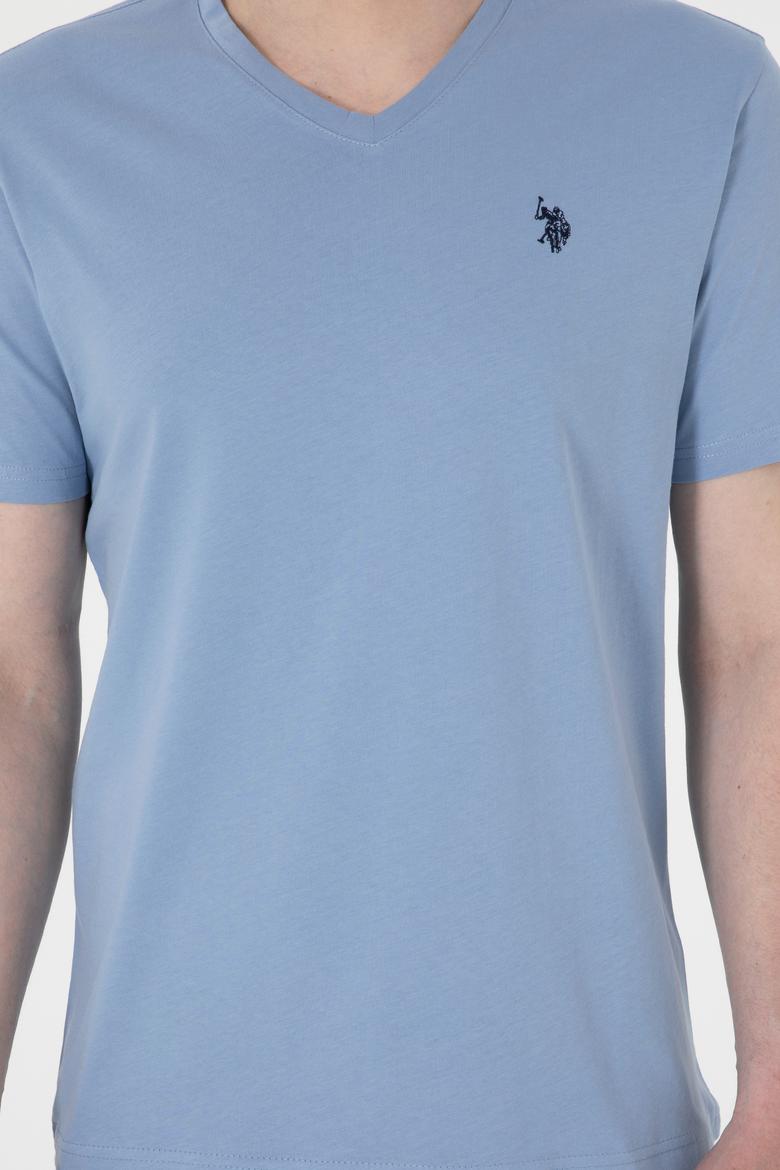 Erkek Regular Fit V Yaka Mavi Basic Tişört - 50298043093