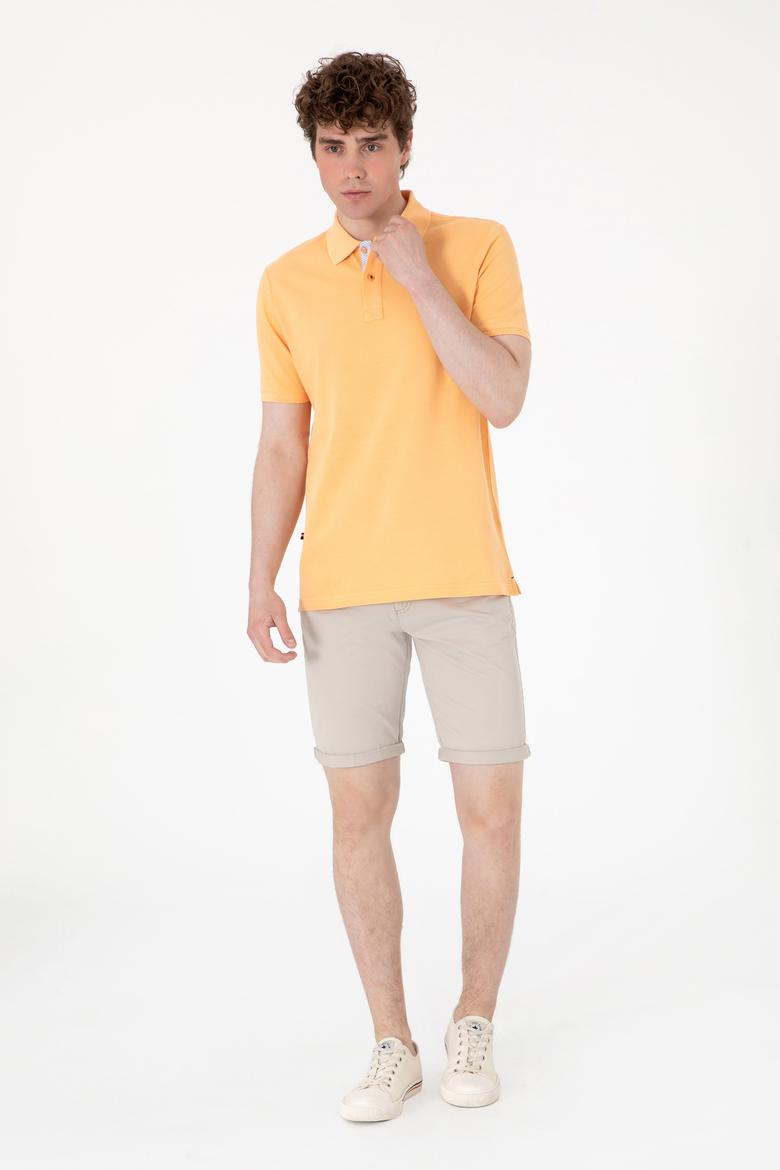 Erkek Regular Fit Polo Yaka Turuncu Basic Tişört - 50298031287