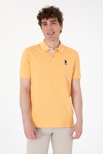 Erkek Regular Fit Polo Yaka Turuncu Basic Tişört