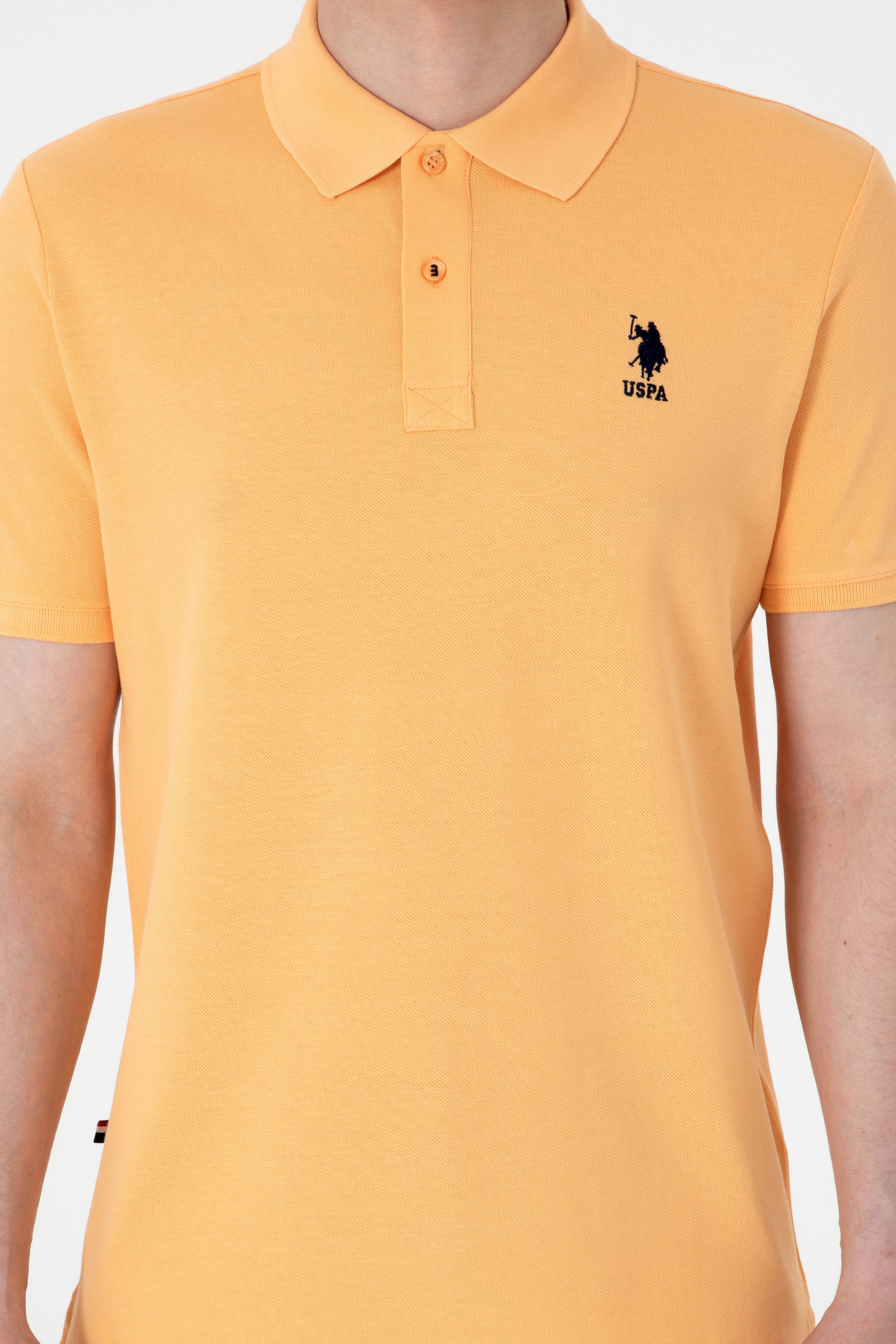 Erkek Regular Fit Polo Yaka Turuncu Basic Tişört - Image 6