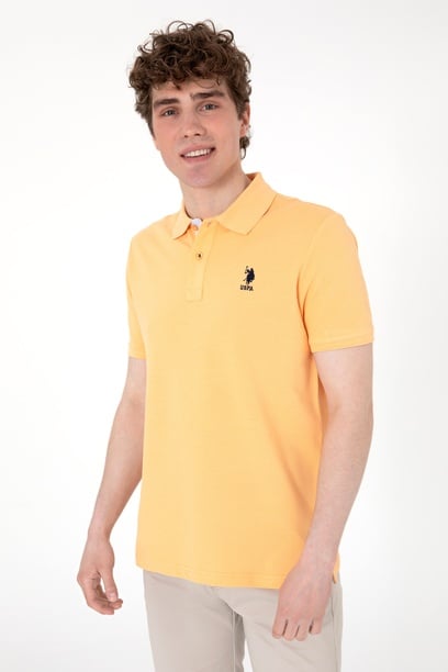 Erkek Regular Fit Polo Yaka Turuncu Basic Tişört