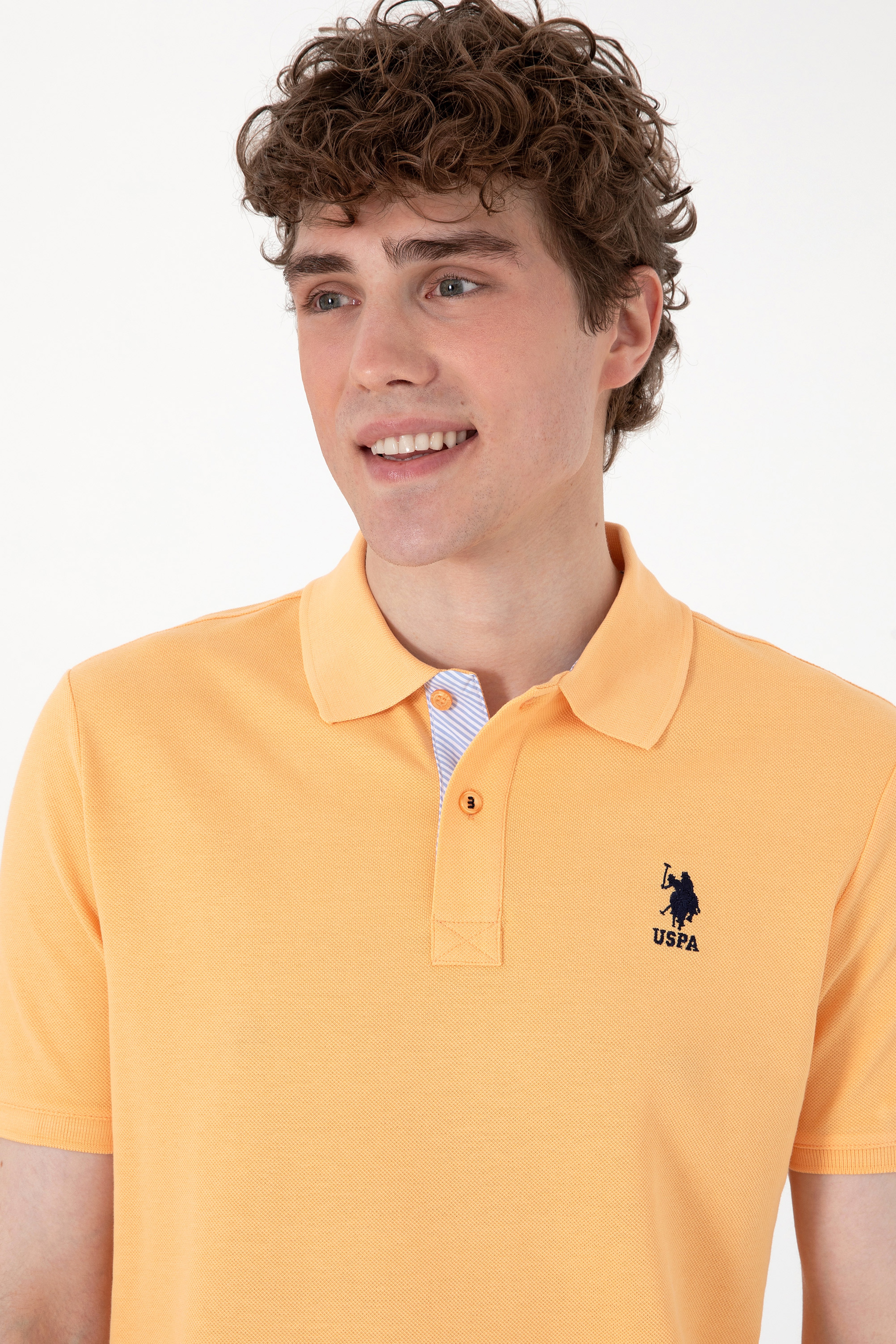 Erkek Regular Fit Polo Yaka Turuncu Basic Tişört