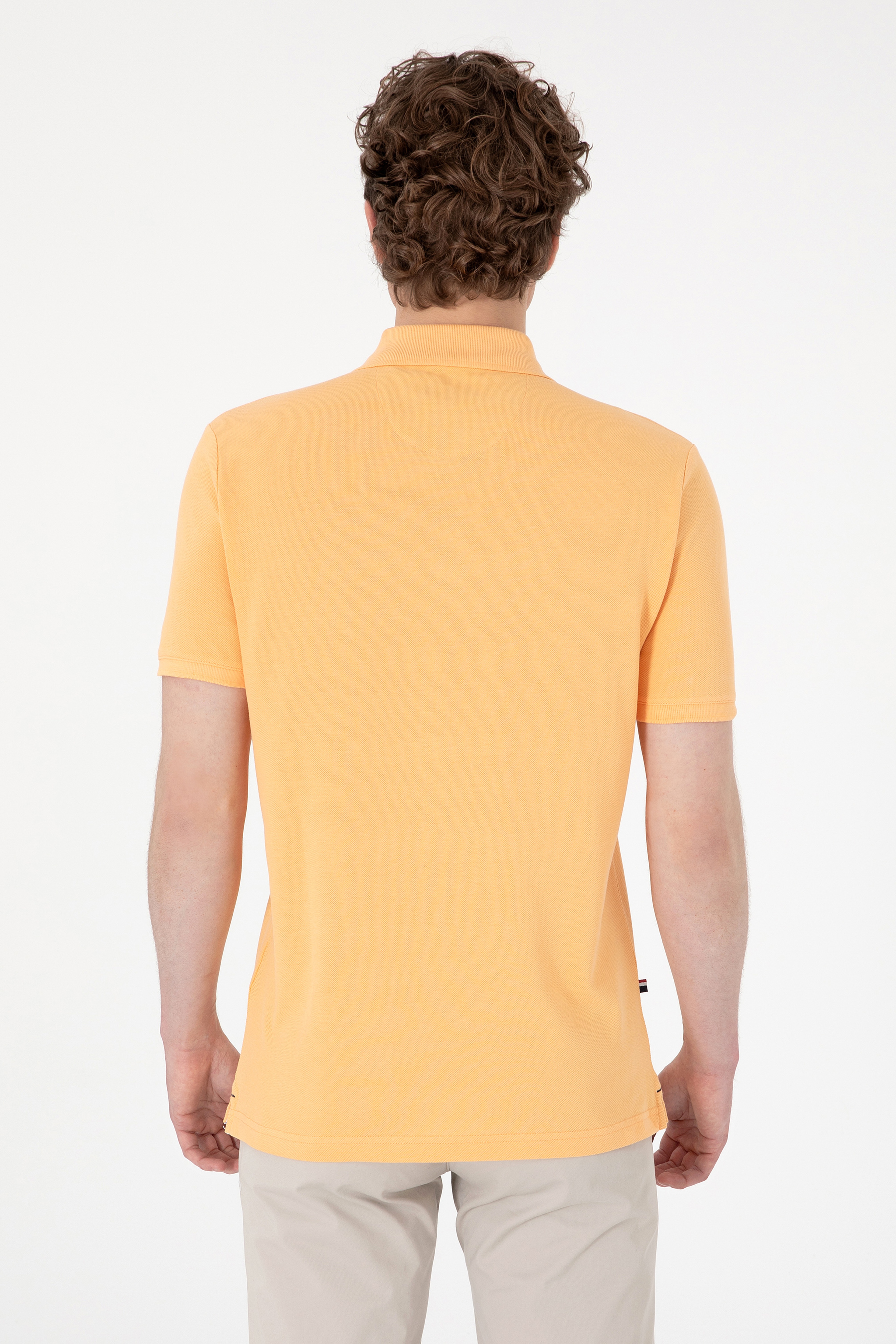 Erkek Regular Fit Polo Yaka Turuncu Basic Tişört