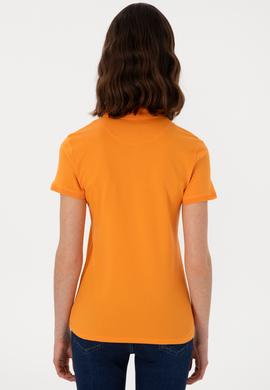 Kadın Turuncu Basic Polo Yaka Tişört - 50300896286
