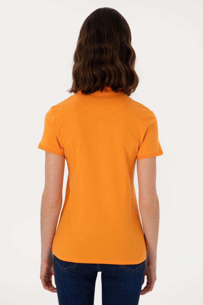 Kadın Turuncu Basic Polo Yaka Tişört - 50300896286