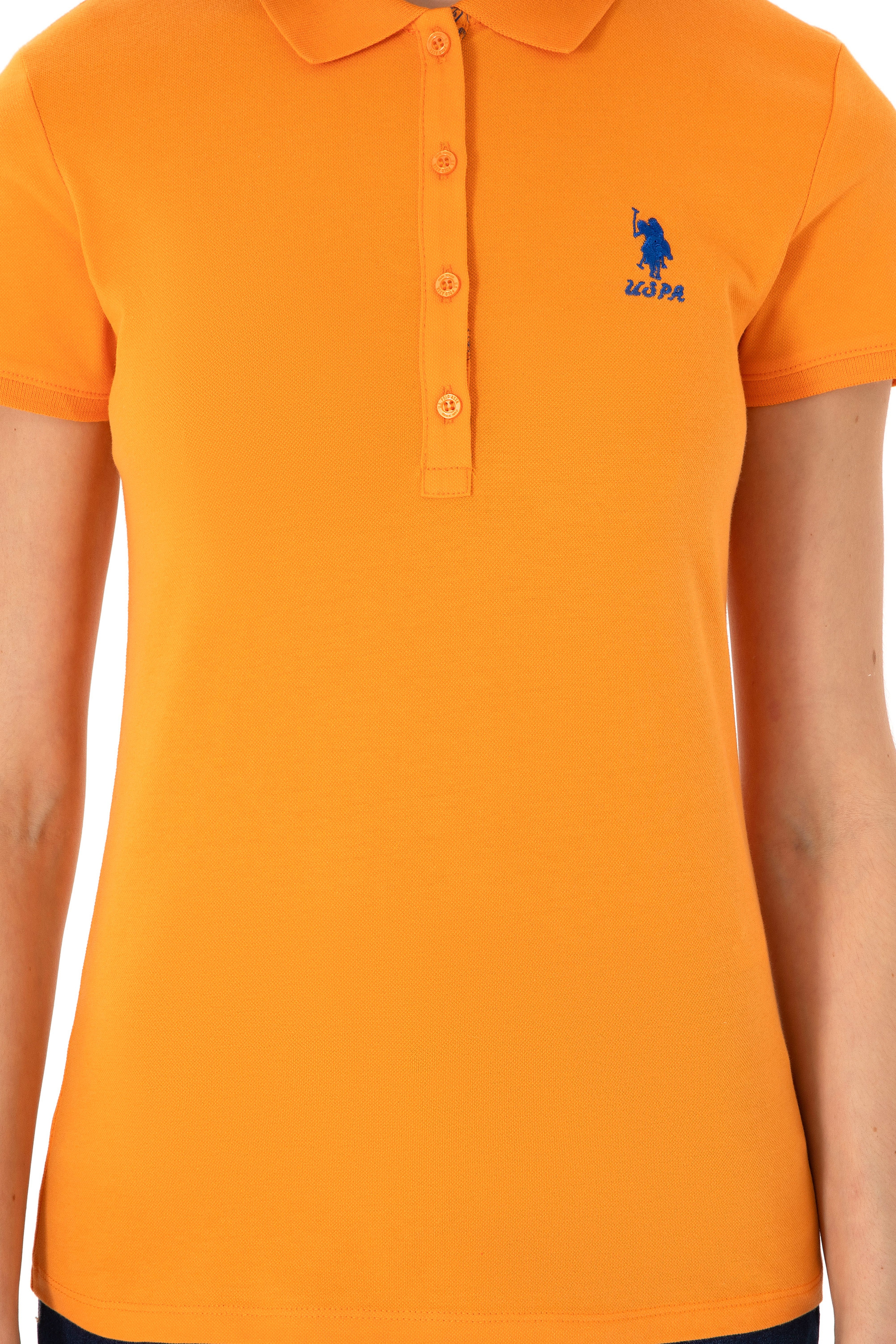 Kadın Turuncu Basic Polo Yaka Tişört - Image 6