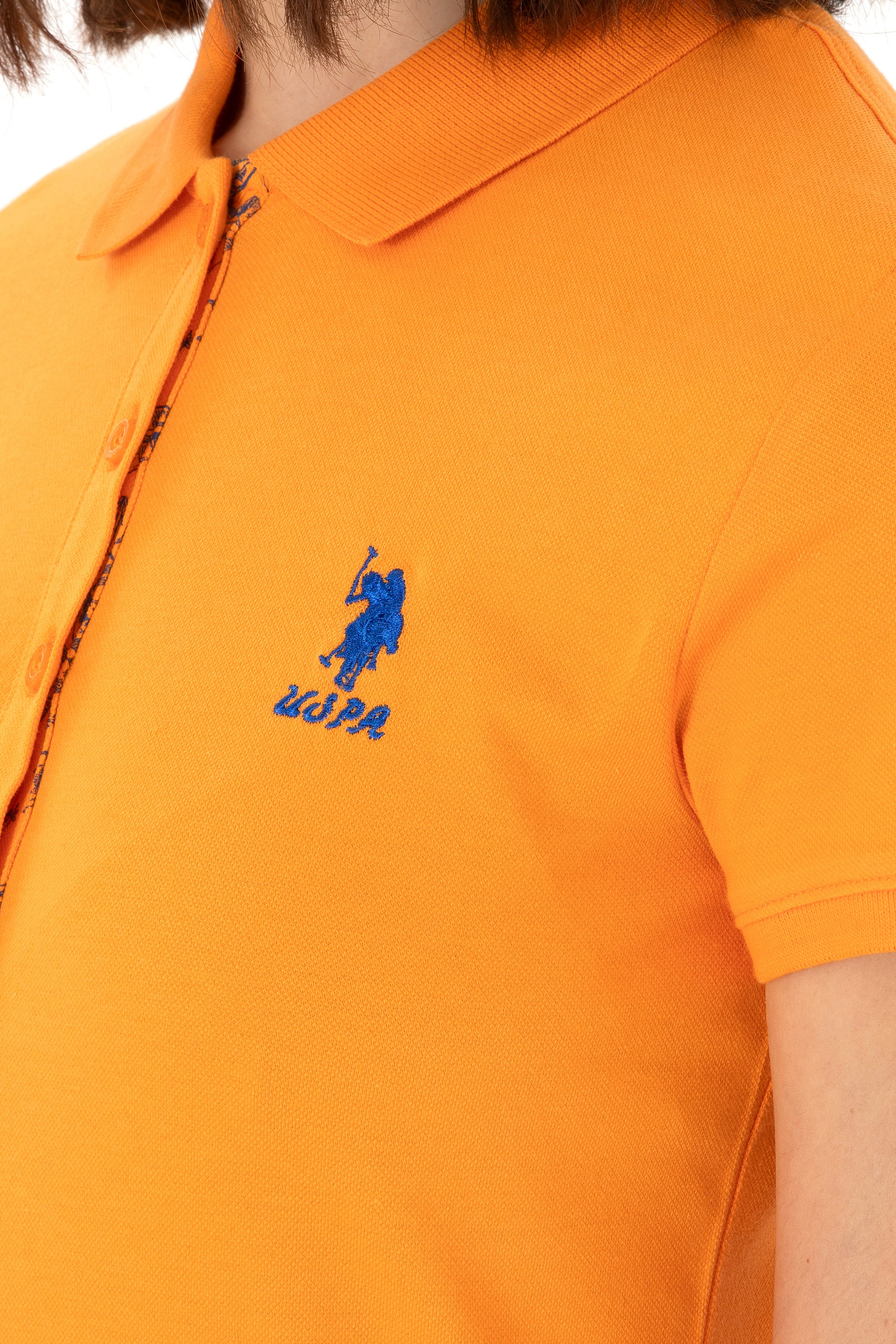 Kadın Turuncu Basic Polo Yaka Tişört - Image 7