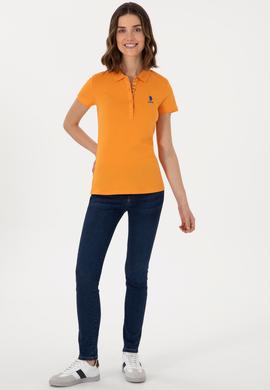 Kadın Turuncu Basic Polo Yaka Tişört - 50300896286