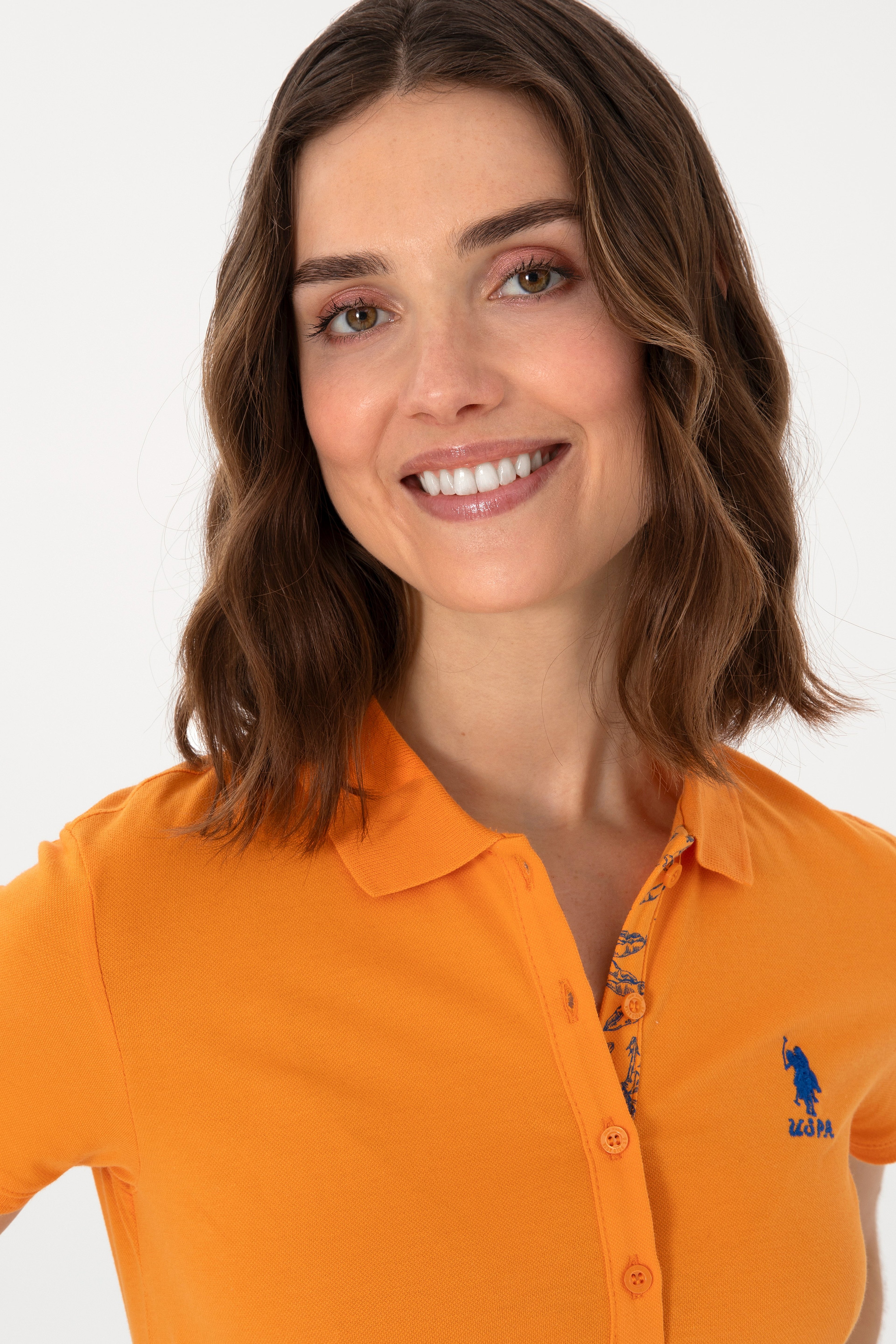 Kadın Turuncu Basic Polo Yaka Tişört