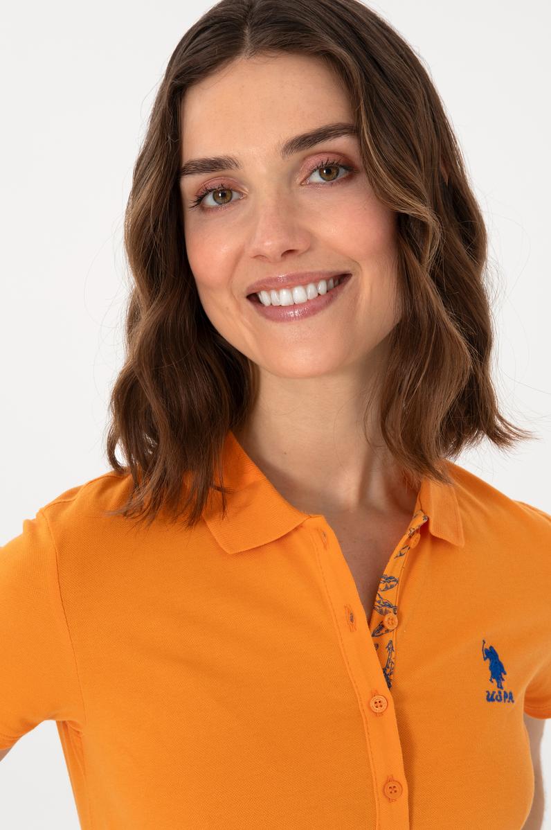 Kadın Turuncu Basic Polo Yaka Tişört