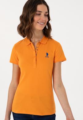 Kadın Turuncu Basic Polo Yaka Tişört - 50300896286