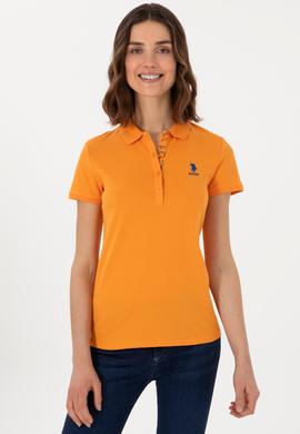 Kadın Turuncu Basic Polo Yaka Tişört - 50300896286
