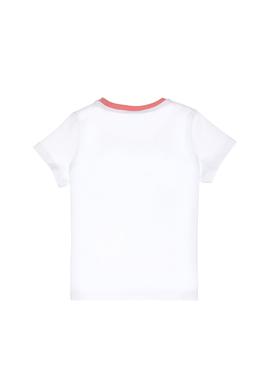 Kız Çocuk Beyaz Bisiklet Yaka Pamuk Renkli Baskılı Tişört - 50306224002