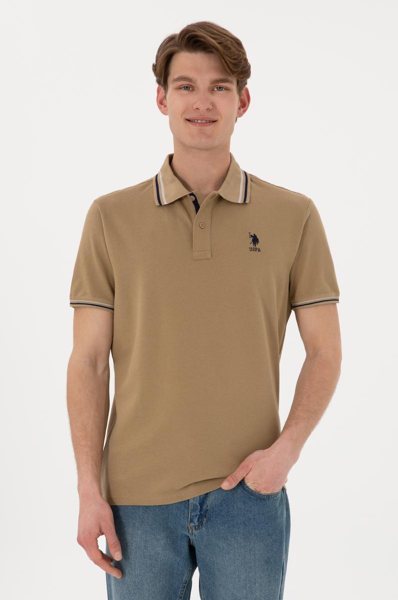 Erkek Regular Fit Polo Yaka Haki Basic Tişört