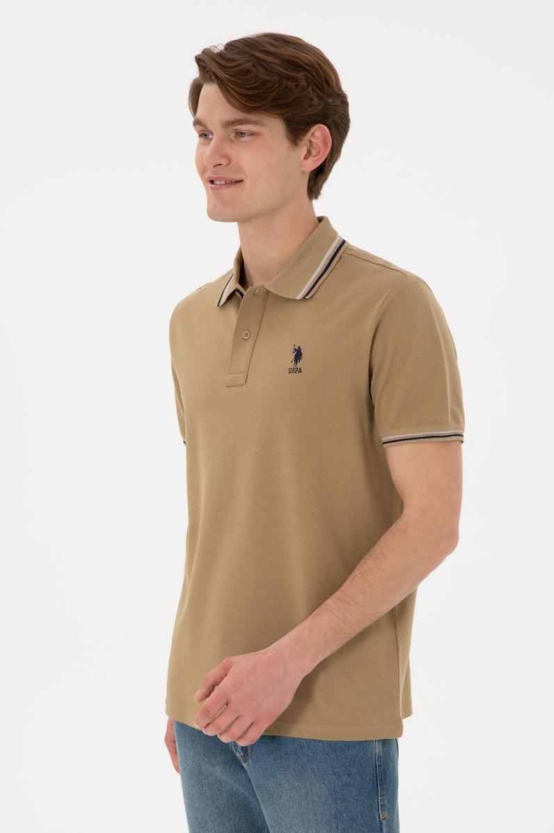 Erkek Regular Fit Polo Yaka Haki Basic Tişört