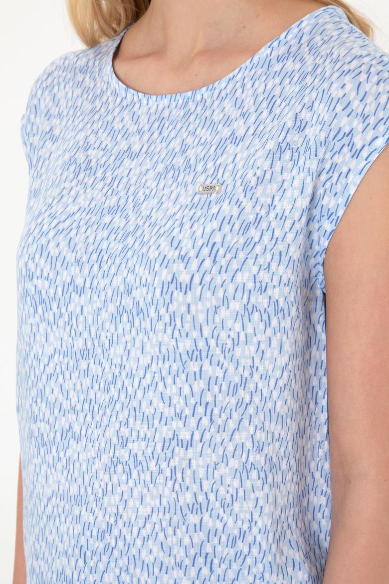 Kadın Açık Mavi Kısa Kollu Gömlek - 50280956005