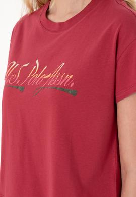 Kadın Vişne Bisiklet Yaka Tişört - 50299735020