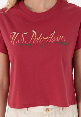 Kadın Vişne Bisiklet Yaka Tişört - 50299735020