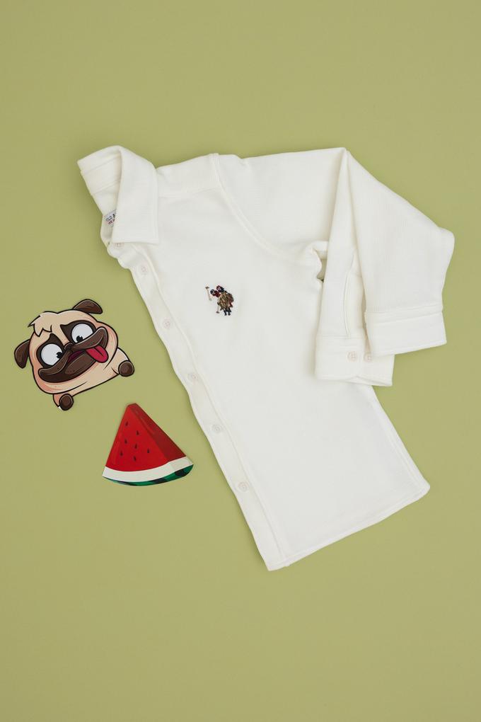 Erkek Çocuk Beyaz Örme Gömlek