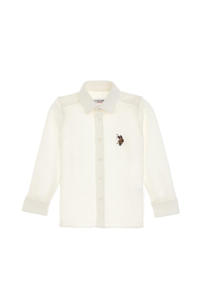 Erkek Çocuk Beyaz Örme Gömlek