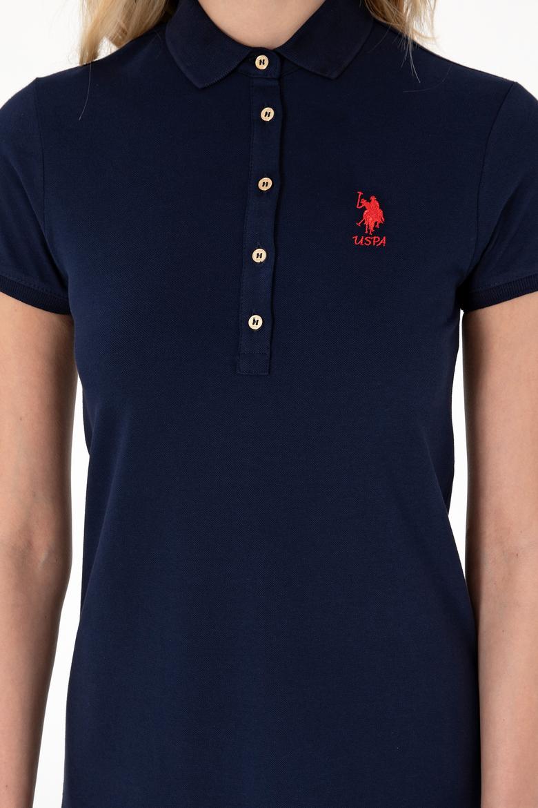 Kadın Lacivert Polo Yaka Mini Boy Örme Elbise - 50300881005