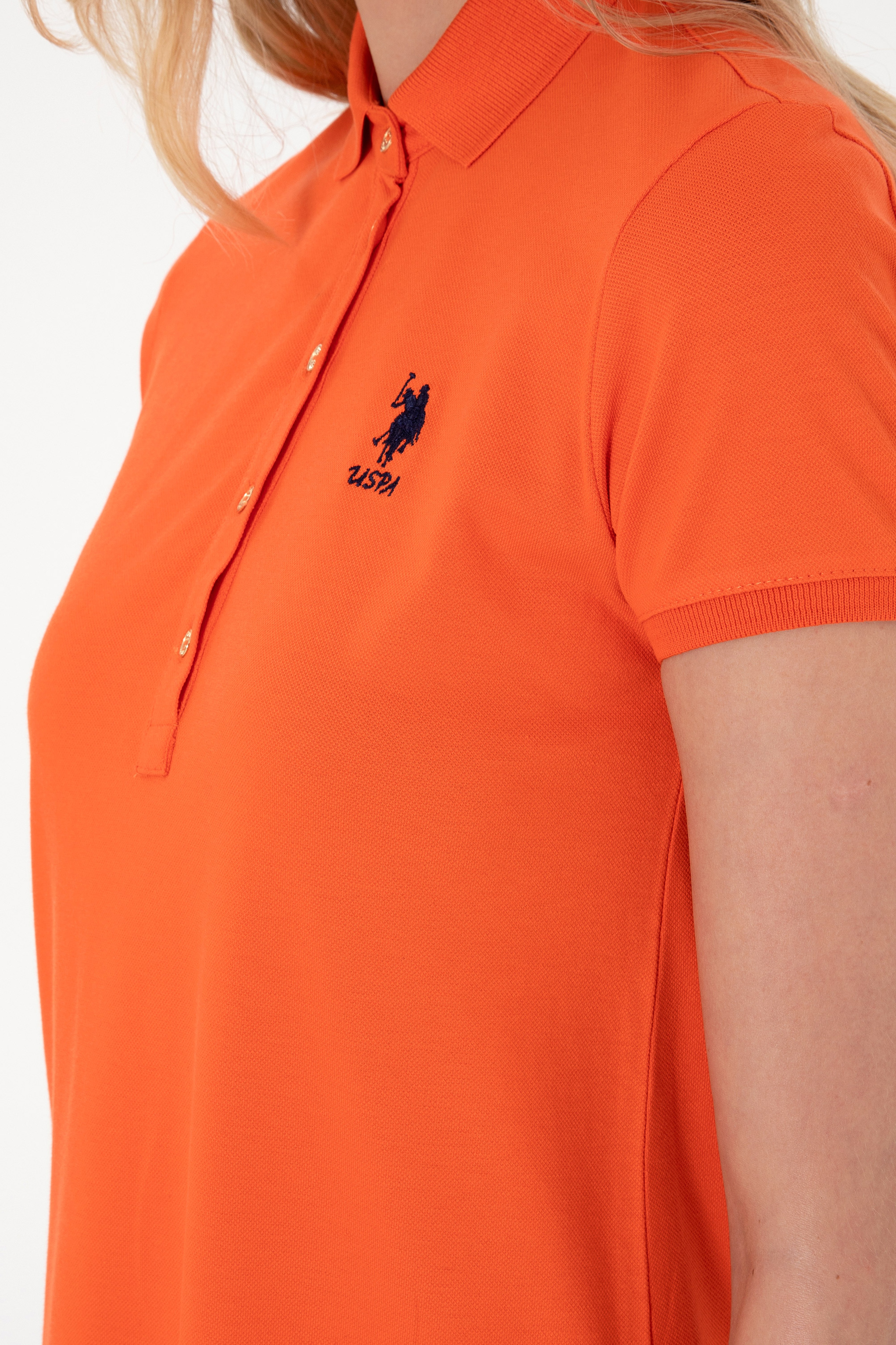 Kadın Nar Çiçeği Polo Yaka Mini Boy Örme Elbise - Image 6