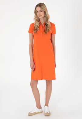 Kadın Nar Çiçeği Polo Yaka Mini Boy Örme Elbise - 50300881045