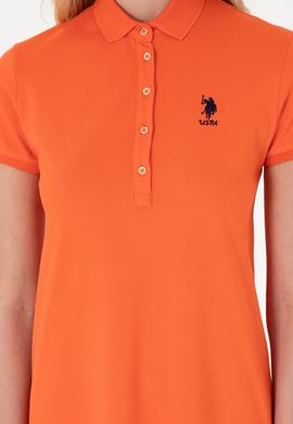 Kadın Nar Çiçeği Polo Yaka Mini Boy Örme Elbise - 50300881045