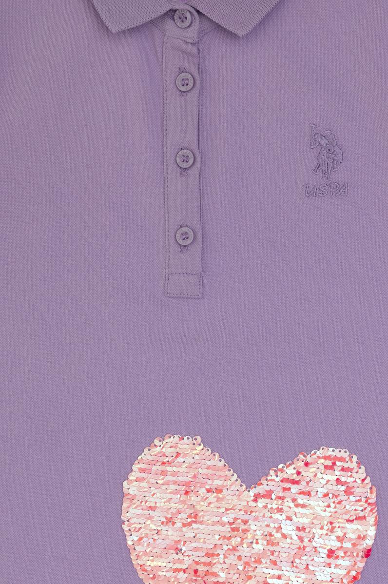 Kız Çocuk Lila Polo Yaka Örme Elbise