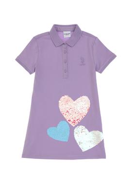 Kız Çocuk Lila Polo Yaka Örme Elbise - 50303008007