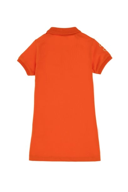 Kız Bebek Nar Çiçeği Polo Yaka Kısa Kol Basic Örme Elbise