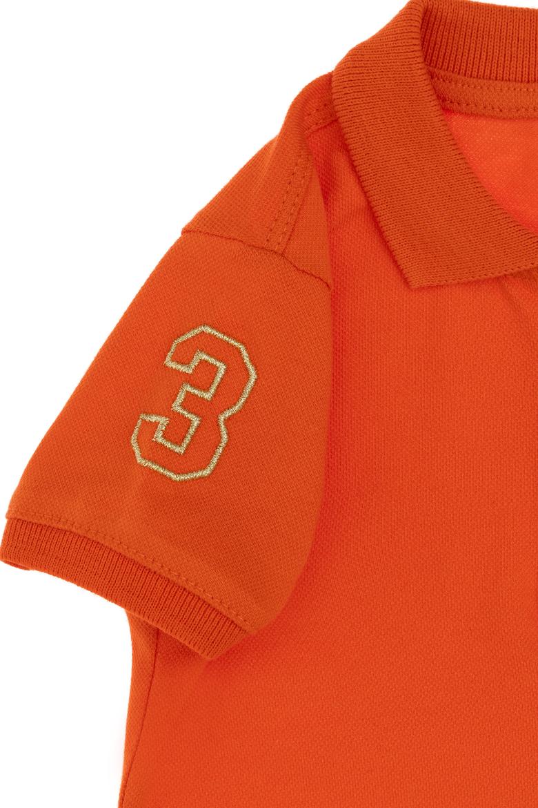 Kız Bebek Nar Çiçeği Polo Yaka Kısa Kol Basic Örme Elbise - 50306333023