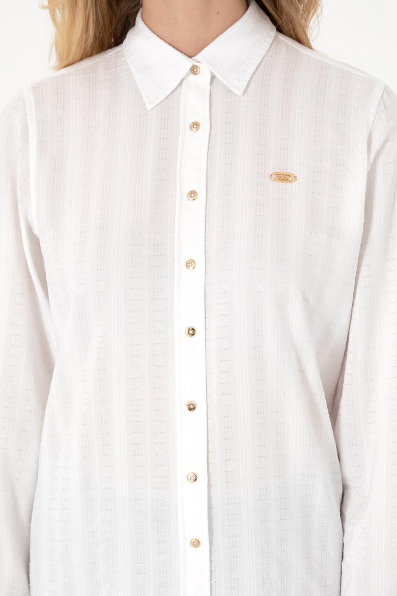 Kadın Beyaz Uzun Kollu Gömlek - 50299631007