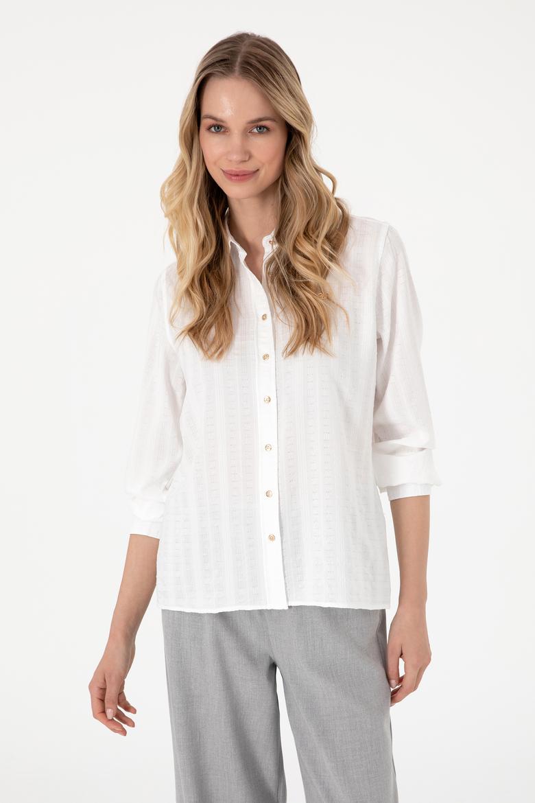 Kadın Beyaz Uzun Kollu Gömlek - 50299631007