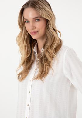 Kadın Beyaz Uzun Kollu Gömlek - 50299631007