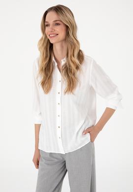 Kadın Beyaz Uzun Kollu Gömlek - 50299631007
