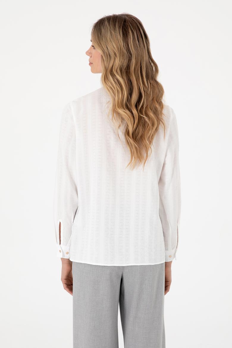 Kadın Beyaz Uzun Kollu Gömlek - 50299631007