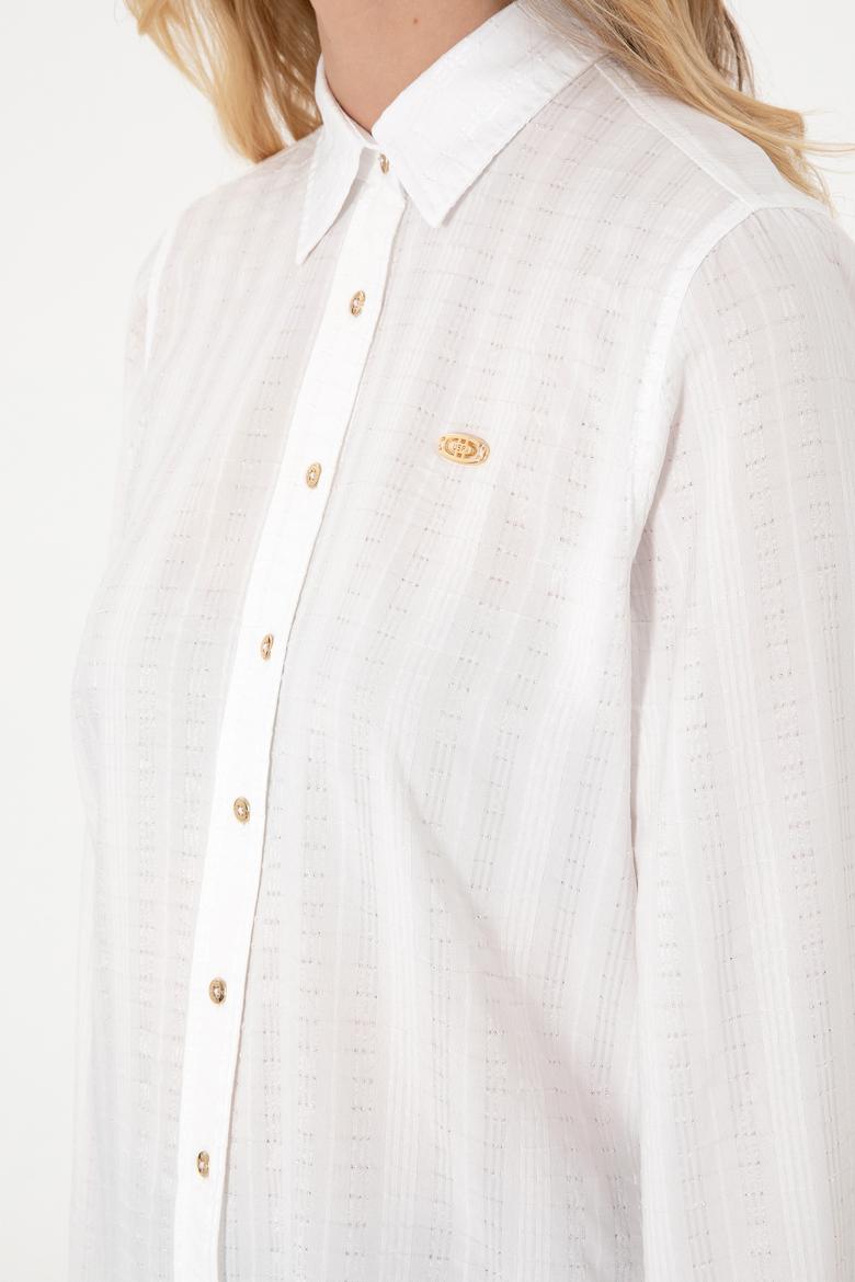 Kadın Beyaz Uzun Kollu Gömlek - 50299631007