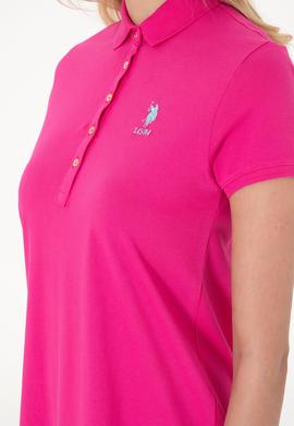 Kadın Fuşya Polo Yaka Örme Elbise - 50280038106