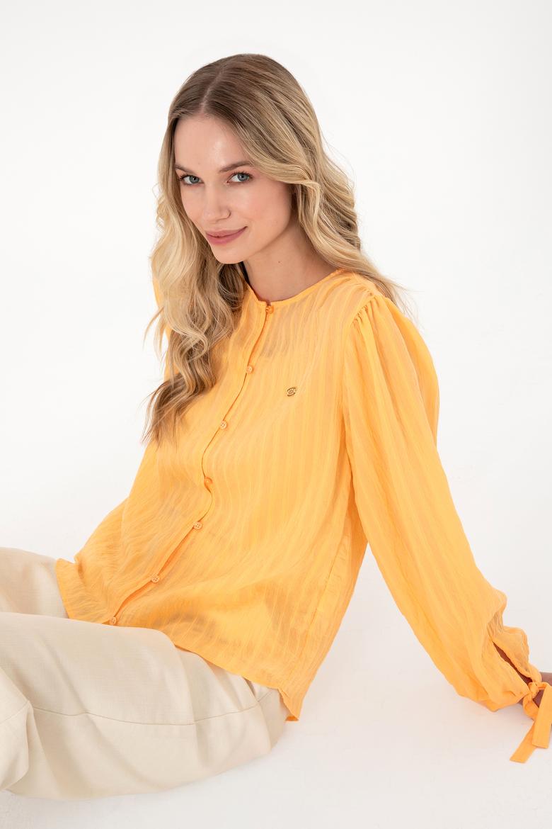 Kadın Turuncu Uzun Kollu Gömlek - 50299609010