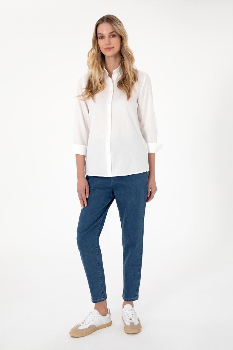 Kadın Krem Uzun Kollu Gömlek - 50301211013