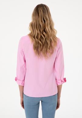 Kadın Fuşya Uzun Kollu Basic Gömlek - 50298089060