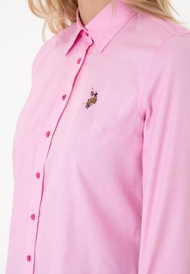 Kadın Fuşya Uzun Kollu Basic Gömlek - 50298089060