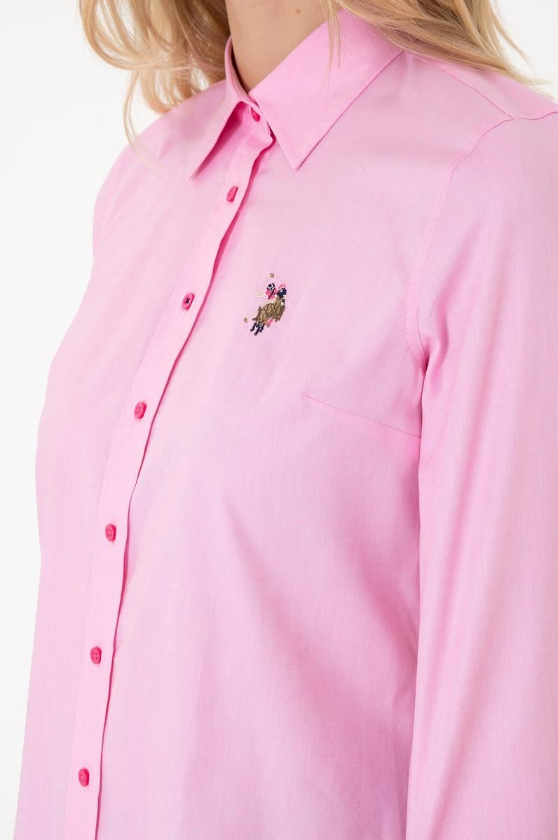 Kadın Fuşya Uzun Kollu Basic Gömlek