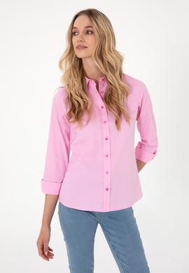 Kadın Fuşya Uzun Kollu Basic Gömlek - 50298089060