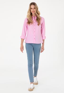Kadın Fuşya Uzun Kollu Basic Gömlek - 50298089060