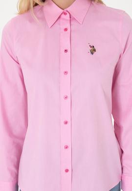 Kadın Fuşya Uzun Kollu Basic Gömlek - 50298089060