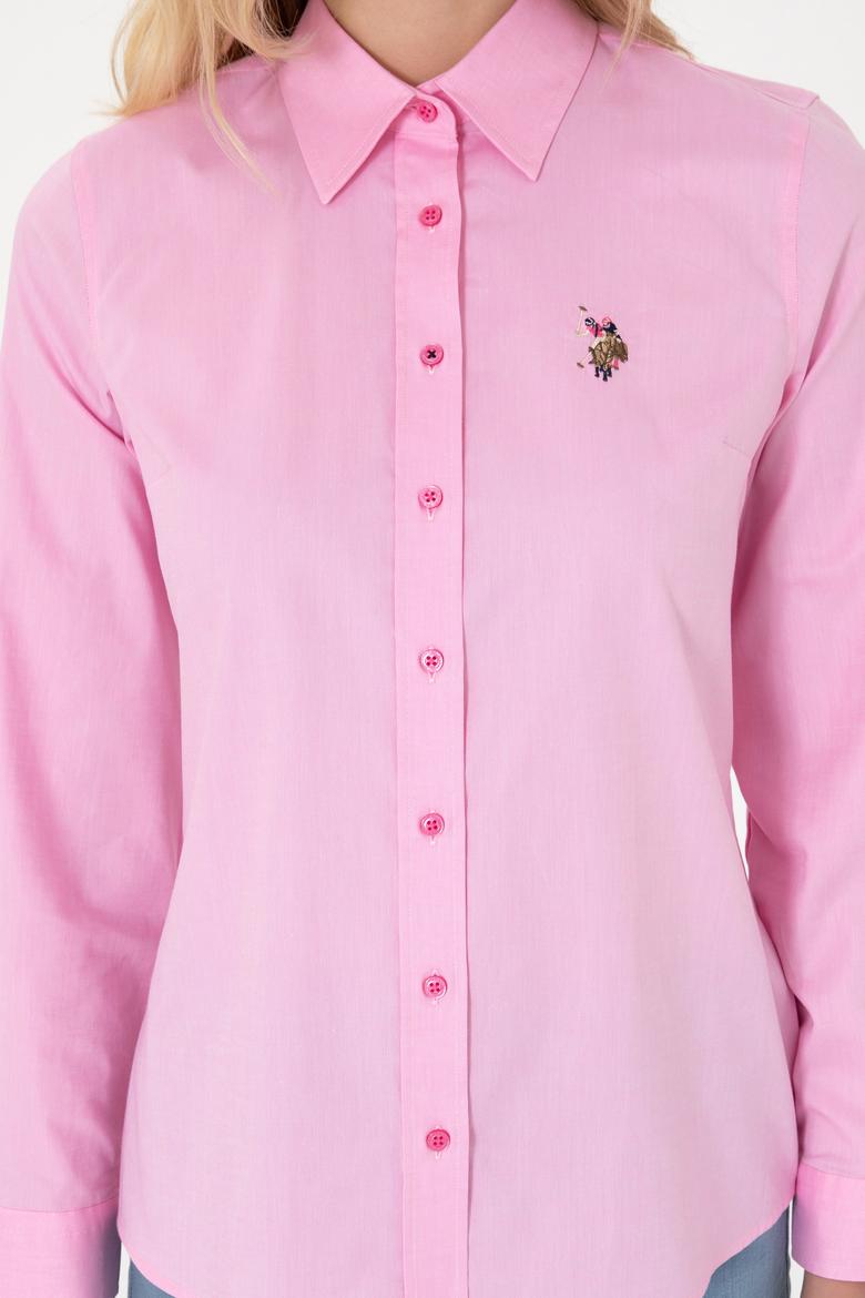 Kadın Fuşya Uzun Kollu Basic Gömlek - 50298089060