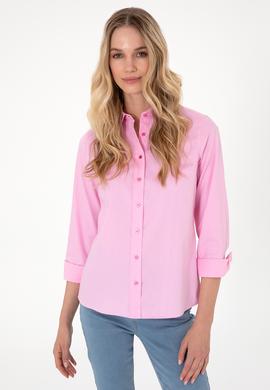 Kadın Fuşya Uzun Kollu Basic Gömlek - 50298089060