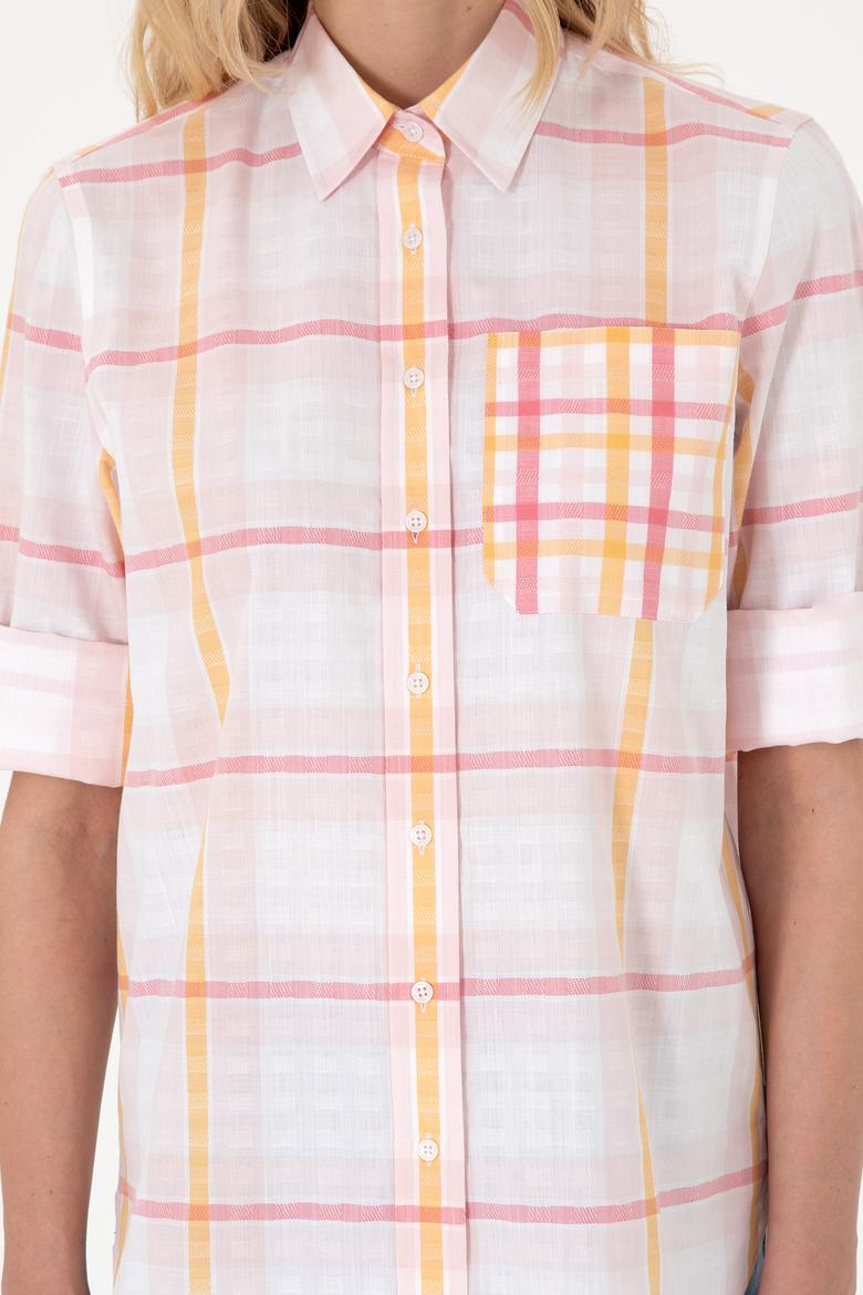 Kadın Pembe Uzun Kollu Tunik Gömlek - 50299591012